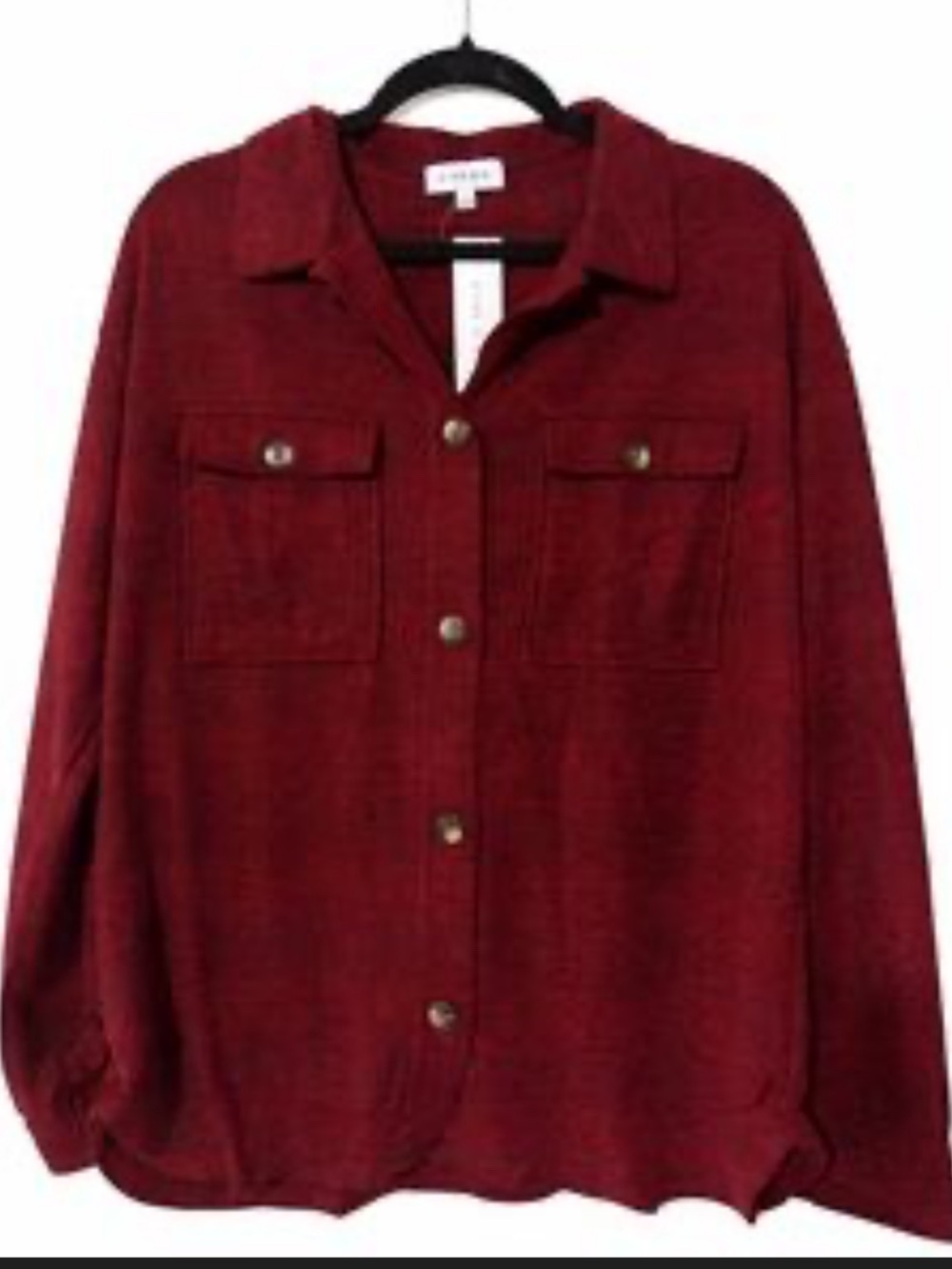 NWT Gilli Women's Deep Red Button-Front Lightweight Shacket